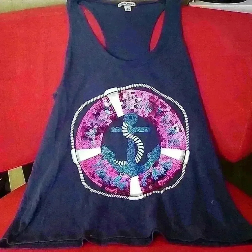 Juicy Couture sequins Tee sz medium - Picture 1 of 3